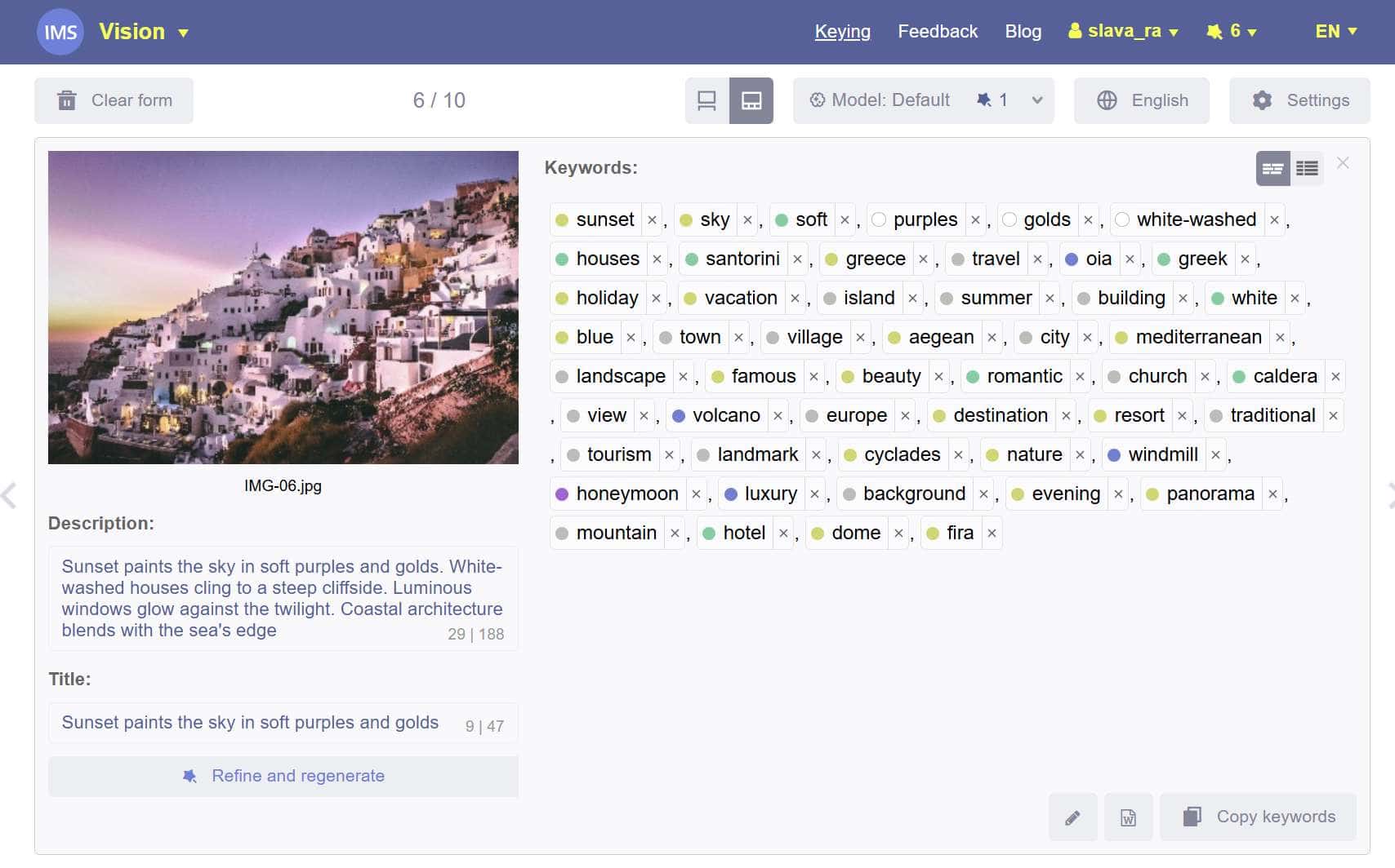 ImStocker Vision dashboard