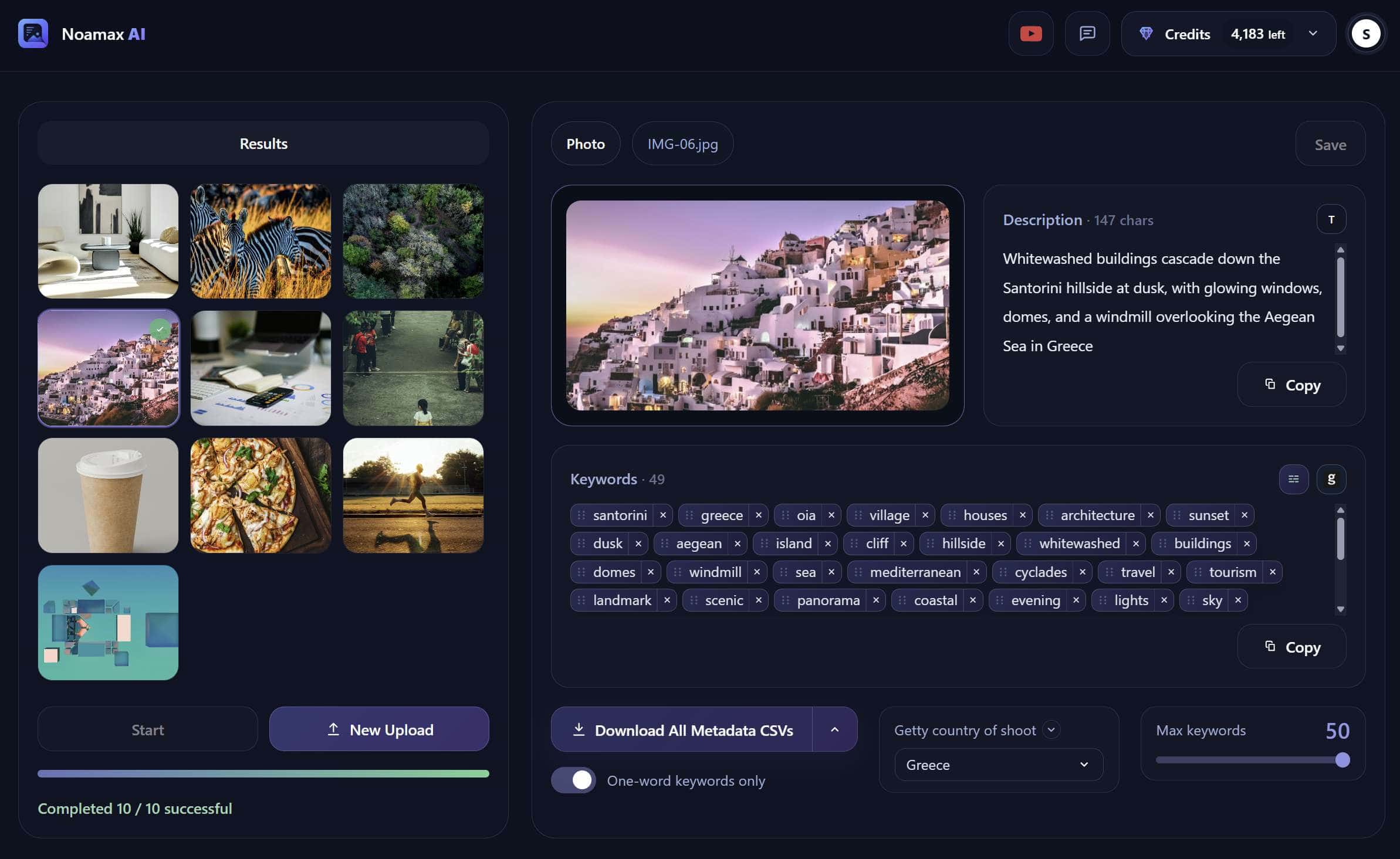Noamax AI dashboard