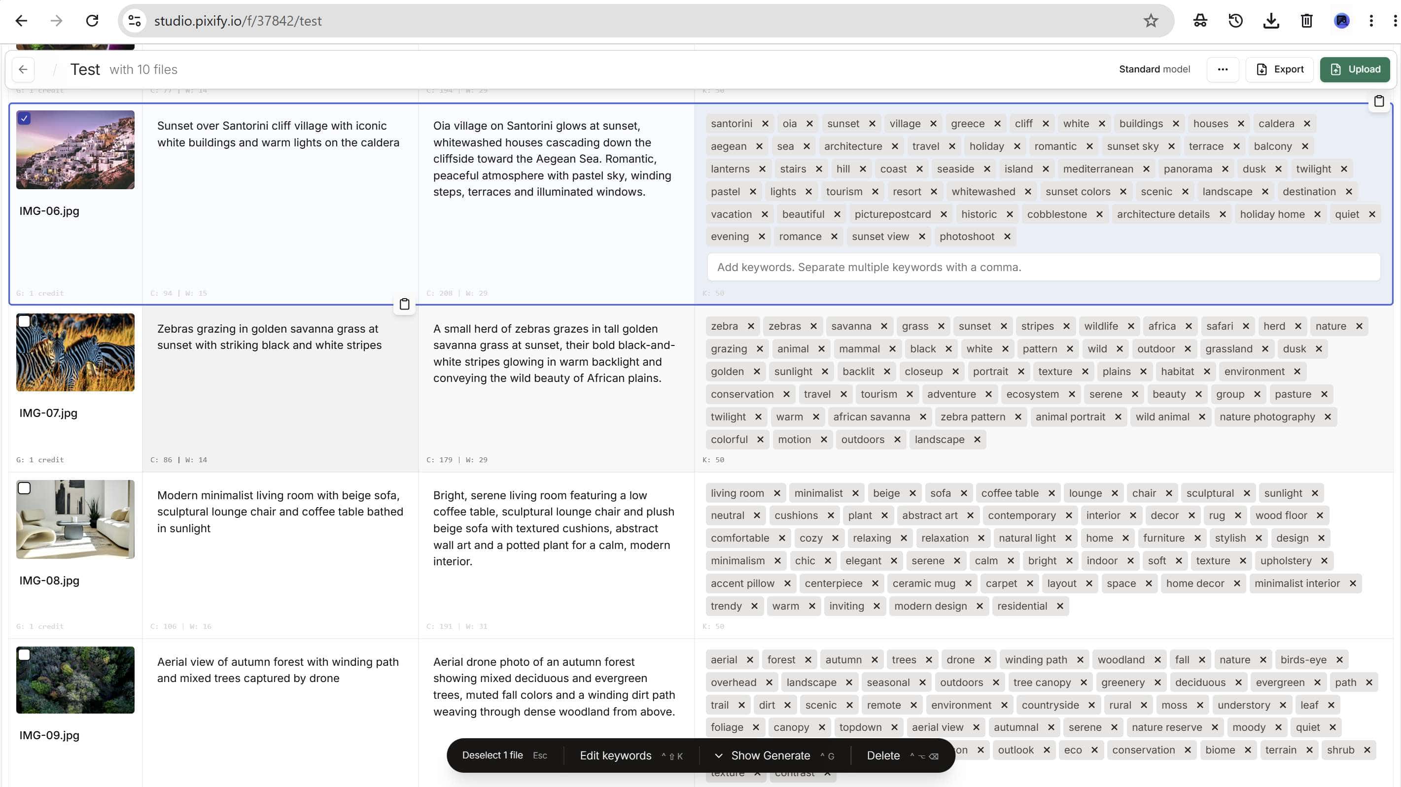 Pixify Studio dashboard